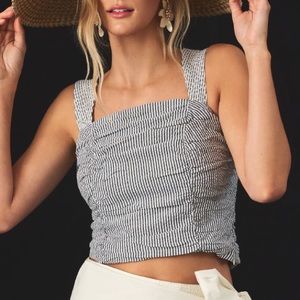 Anthropologie blue and white striped top